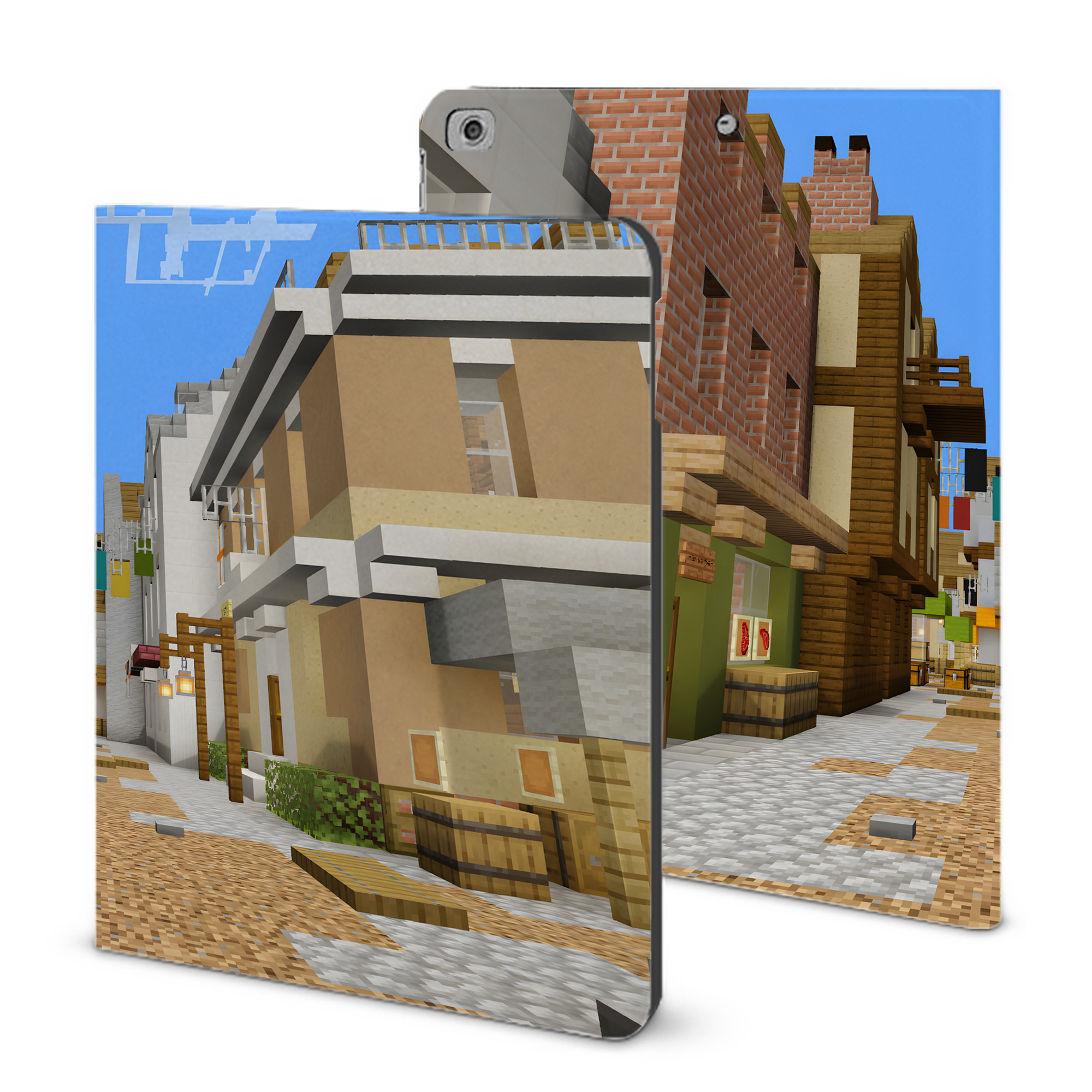 （画像用） マインクラフト ブロックの世界 Minecraft MC Block world IPad ケース ブック型 PUレザー TPU 耐衝撃 軽量 薄型 ペン収納なし 全面保護 IPad 各モデル対応